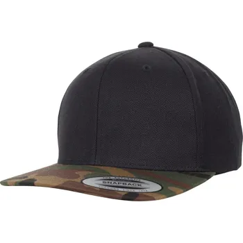 Pracovní přilba Flexfit Kšiltovka 6089CF/6089CV/6089TC Camo Snapback, 6 panelová COT55689Caf199-black/green UNI Černá/zelená maskáč