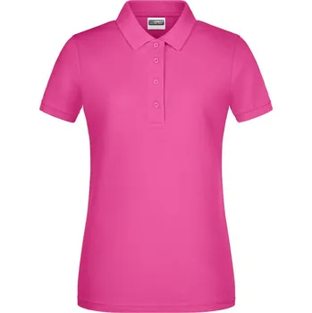 James & Nicholson Polokošile JN 8009, bio bavlna, krátký rukáv, dámská COT02800904805-pink 2XL Růžová