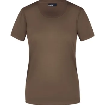 pracovní tričko James & Nicholson Tričko JN 901, krátký rukáv, dámské COT02090114513-brown 3XL Hnědá