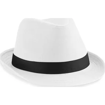 Pracovní přilba Beechfield Klobouk Fedora B 630 COT53063091012-white/black Bílá/černá S-M