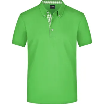 Pánské tričko James & Nicholson Polokošile JN 964 button-down, krátký rukáv, pánská COT020964j2013-lime green/ 3XL Zelená lime/bílá