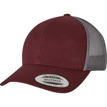 Pracovní přilba Flexfit Kšiltovka 6606/6606T Trucker Vintage COT556606adz99-maroon/grey UNI Kaštanová/šedá