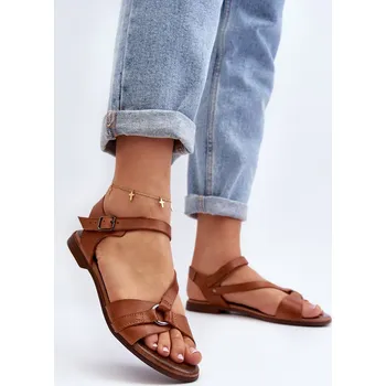 Dámské sandále Zazoo 40182 Dámské kožené sandály Barva: Béžová, Velikost: 37