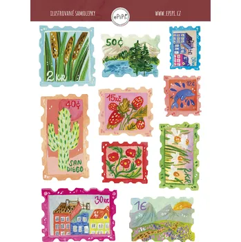 Samolepící dekorace ePipí Arch samolepek Poštovní známky A6