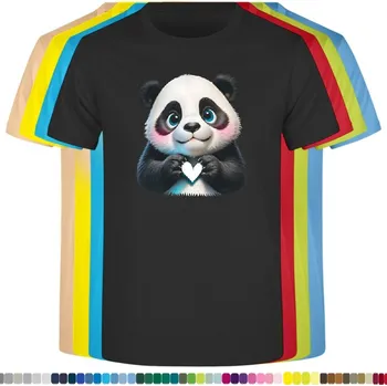 detske-levne-bavlnene-tricko-potisk-panda-srdce Barva: Black -černá, velikost: 140