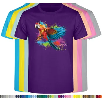 Dívčí tričko detske-levne-bavlnene-tricko-potisk-berevny-letici-papousek Barva: Purple - purpurová, velikost: 140