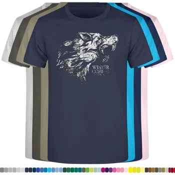 Chlapecké tričko detske-levne-bavlnene-tricko-potisk-vlk-Stark Barva: Navy - tmavě modrá, velikost: 116