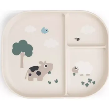 dětská jídelní sada DONE BY DEER Foodie dělený talíř Tiny Farm písková