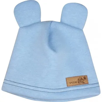 Čepice Teplá dětská čepice Kazum, bavlněná s oušky, modrá, vel. 68/74, Velikost koj. oblečení 68/74 (6-9m)