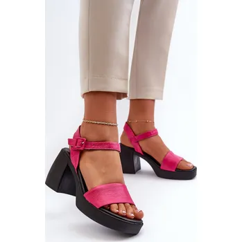 Dámské sandále Zazoo 40386 Dámské Kožené Sandály Na Podpatku Barva: Růžová, Velikost: 37