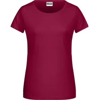 pracovní tričko James & Nicholson Tričko JN 8007 z bio bavlny, krátký rukáv, dámské COT02800705402-wine M Vínová