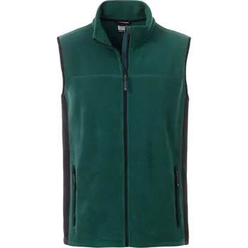 pracovní vesta James & Nicholson Vesta JN 856 Strong, fleecová, pánská COT02085683001-dark green/ S Zelená tmavá/černá