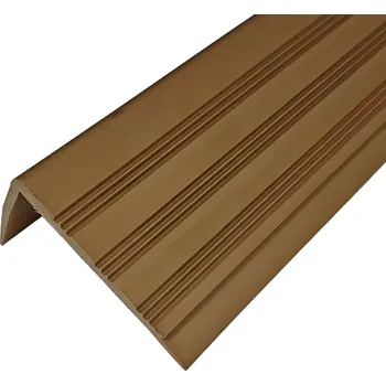 ukončovací lišta Hnědá plastová (PVC) protiskluzová schodová hrana F560 - délka 250 cm, šířka 8,2 cm, výška 4,5 cm