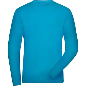 pracovní tričko James & Nicholson Tričko JN 1804 Solid, elastické, dlouhý rukáv, pánské COT02180444016-turquoise Tyrkysová 6XL