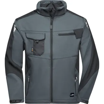 pracovní bunda James & Nicholson Bunda JN 844 Strong, softshellová COT02084482816-carbon/blac Šedá/černá 6XL