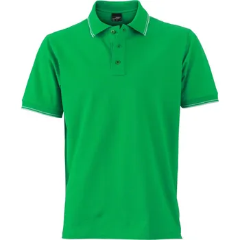 Pánské tričko James & Nicholson Polokošile JN 986, krátký rukáv, pánská COT020986k9404-fern green/ XL Zelená kapradí/bílá