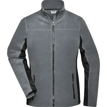 pracovní mikina James & Nicholson Mikina JN 841 Strong na zip, mikrofleecová, dámská COT02084182814-carbon/blac Šedá/černá 4XL