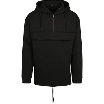 pracovní mikina Build your Brand Mikina BY 098 s kapucí a 1/4 zipem COT56009800214-black Černá 4XL