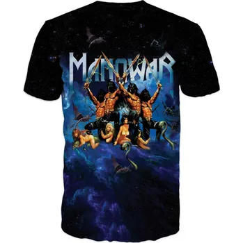 Pánské tričko metalove-tricko-Manowar-modre velikost: 4XL - šířka 64 cm, délka 77 cm