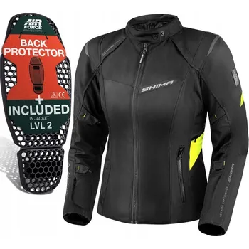 Moto bunda Dámská textilní bunda SHIMA RUSH 2.0 LADY FLUO černá žlutá fluo + DÁRKY ZDARMA