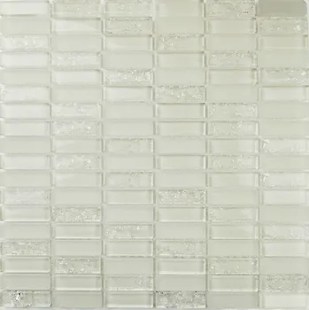 Obklad Skleněná mozaika Premium Mosaic bílá 30x30 cm lesk MOS4815CRWH
