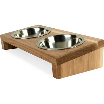 Miska pro psa Svět Tlapky Stojan na 2 misky pro kočku šikmý LIZA Dřevina nebo odstín: Černá (odstín), Průměr miska (rozměr): miska 13cm (34 x 18cm), Výška: 15cm (velké plemeno)