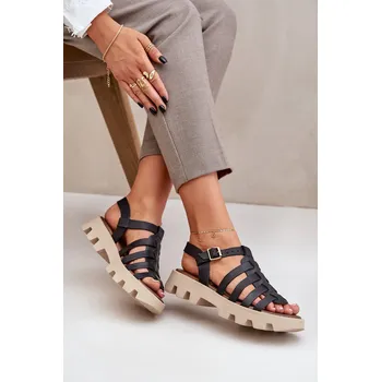 Dámské sandále Kožené Dámské Sandály Zazoo 3695 Barva: Černá, Velikost: 39