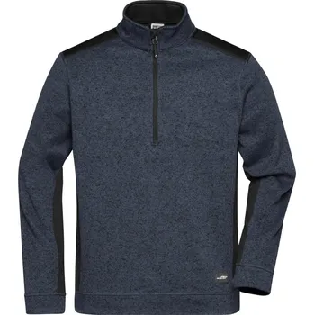 pracovní mikina James & Nicholson Mikina Strong JN 864 na 1/2 zip, fleecová, pánská COT020864s7602-carbon mela M Melír šedá/černá