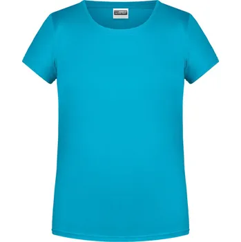 pracovní tričko James & Nicholson Tričko JN 8007 z bio bavlny, krátký rukáv, dámské COT02800744004-turquoise XL Tyrkysová