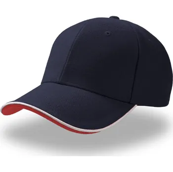 Pracovní přilba Atlantis Headwear Kšiltovka Pilot Piping Sandwich, 6 panelová sandwich, těžká broušená COT33050296399-navy/white UNI Navy/bílá