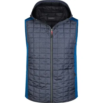 pracovní vesta James & Nicholson Vesta JN 768, pletená, hybridní, pánská COT020768s6613-royal melan 3XL Melír modrá královská/antracitová