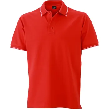James & Nicholson Polokošile JN 986, krátký rukáv, pánská COT020986k8213-tomato/whit 3XL Červená/bílá