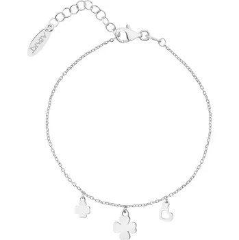 Náramek Stříbrný náramek - čtyřlístky, srdce - AP540-8249