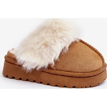 Chlapecké bačkory Dětské pantofle s kožešinou Birasta Barva: Béžová, Velikost: 26