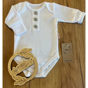 Rostoucí body NATURE, dlouhý rukáv s knoflíčky, bavlna, bílé, Velikost koj. oblečení 56/62 (0-3m)