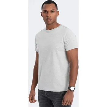 Pánské tričko Ombre Clothing Bavlněné klasické šedé tričko s krátkým rukávem V3 TSBS-0146