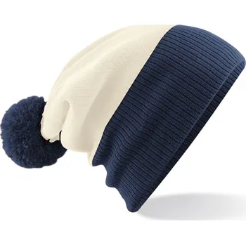 Pracovní přilba Beechfield Čepice B 451 s bambulí, pletená COT530451ab599-off white/f UNI Bílá špinavá/navy