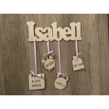 Dekorace do dětského pokoje Jmenovka pro novorozence D-decor - holčička