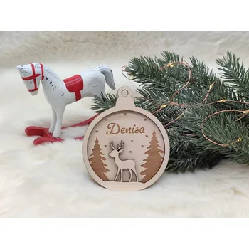 Vánoční ozdoba Dřevěná vánoční 3D ozdoba Srnec - D-decor