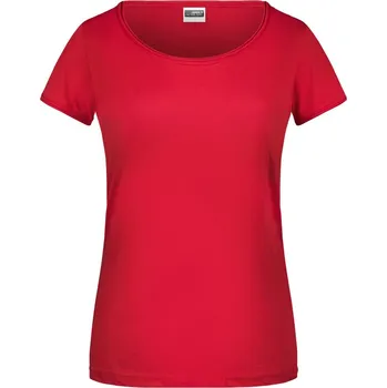 Pracovní oblečení James & Nicholson Tričko JN 8001 z bio bavlny, krátký rukáv, dámské COT02800100405-red 2XL Červená