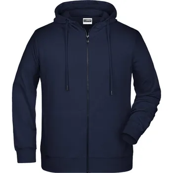 pracovní mikina James & Nicholson Mikina s kapucí JN 8026 na zip, pánská COT02802600315-navy Navy 5XL