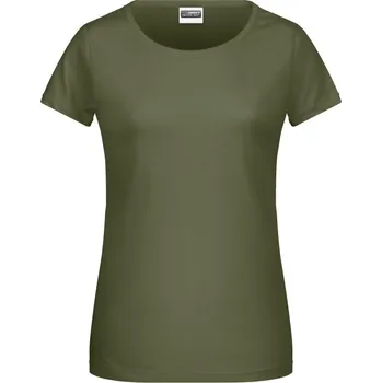 pracovní tričko James & Nicholson Tričko JN 8007 z bio bavlny, krátký rukáv, dámské COT02800755002-olive M Olivová