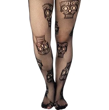 Dámské erotické punčochy punčocháče PAMELA MANN - Sugar Skull - Black - 44-46