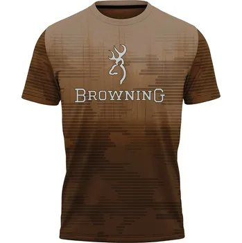 Pánské tričko tricko-lovec-potisk-browning-hnede velikost: 6XL - šířka 70 cm, délka 79 cm