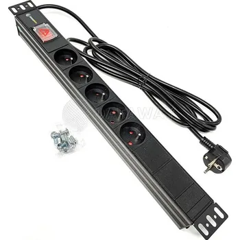 modulární přístroj a rozvaděč DATAWAY PDU-5-PP-3M, Napájecí panel 5x 230V, 1U, 19", M6, 3m