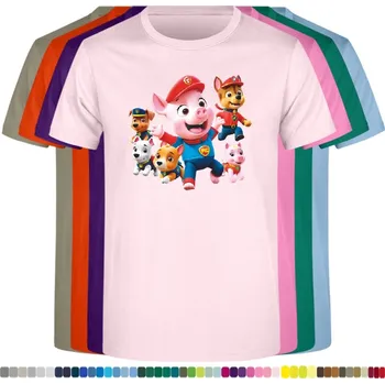 detske-levne-bavlnene-tricko-potisk-tlapková patrola Barva: Pink - růžová, velikost: 98