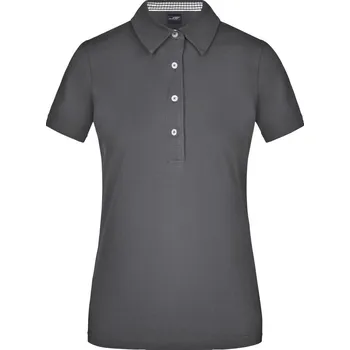 Pánské tričko James & Nicholson Polokošile JN 969 button-down, krátký rukáv, dámská COT020969l1801-graphite/gr S Šedá grafitová/bílá