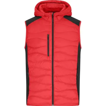pracovní vesta James & Nicholson Vesta JN 1328, strečová, fleecová, pánská COT02132887602-red/black M Červená/černá