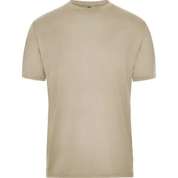 pracovní tričko James & Nicholson Tričko JN 1808 Solid z bio bavlny, krátký rukáv, pánské COT02180805215-stone 5XL Šedá kamenně