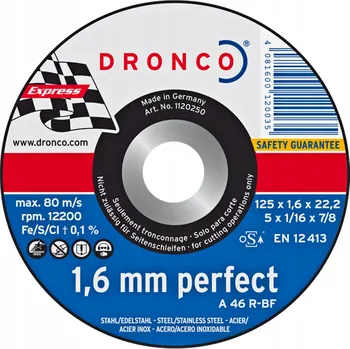 Řezný kotouč Kotouč 125x1,6 mm pro řezání METAL+INOX DRONCO